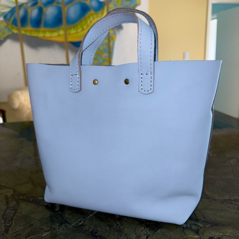 Portland Leather Goods Mini Crossbody Tote Bag Glacial Blue 🧊